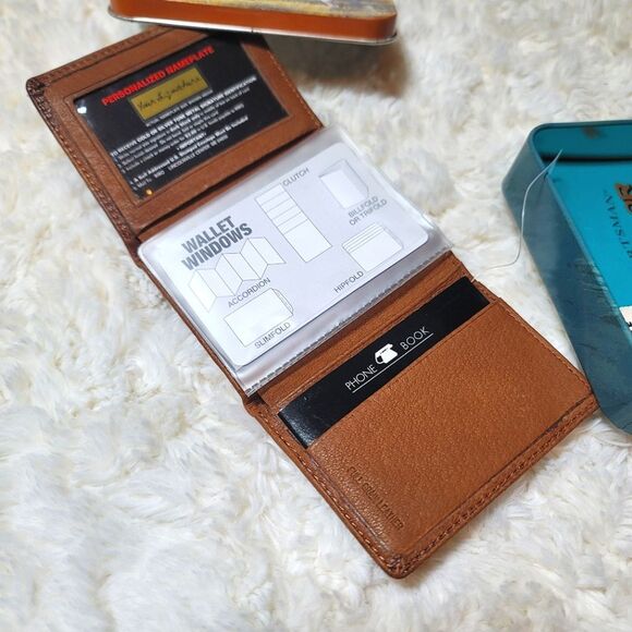 Sportsman O.C. Leather Duck Hunting Wallet With Pointer Dog Collectors Tin Case - Picture 5 of 6